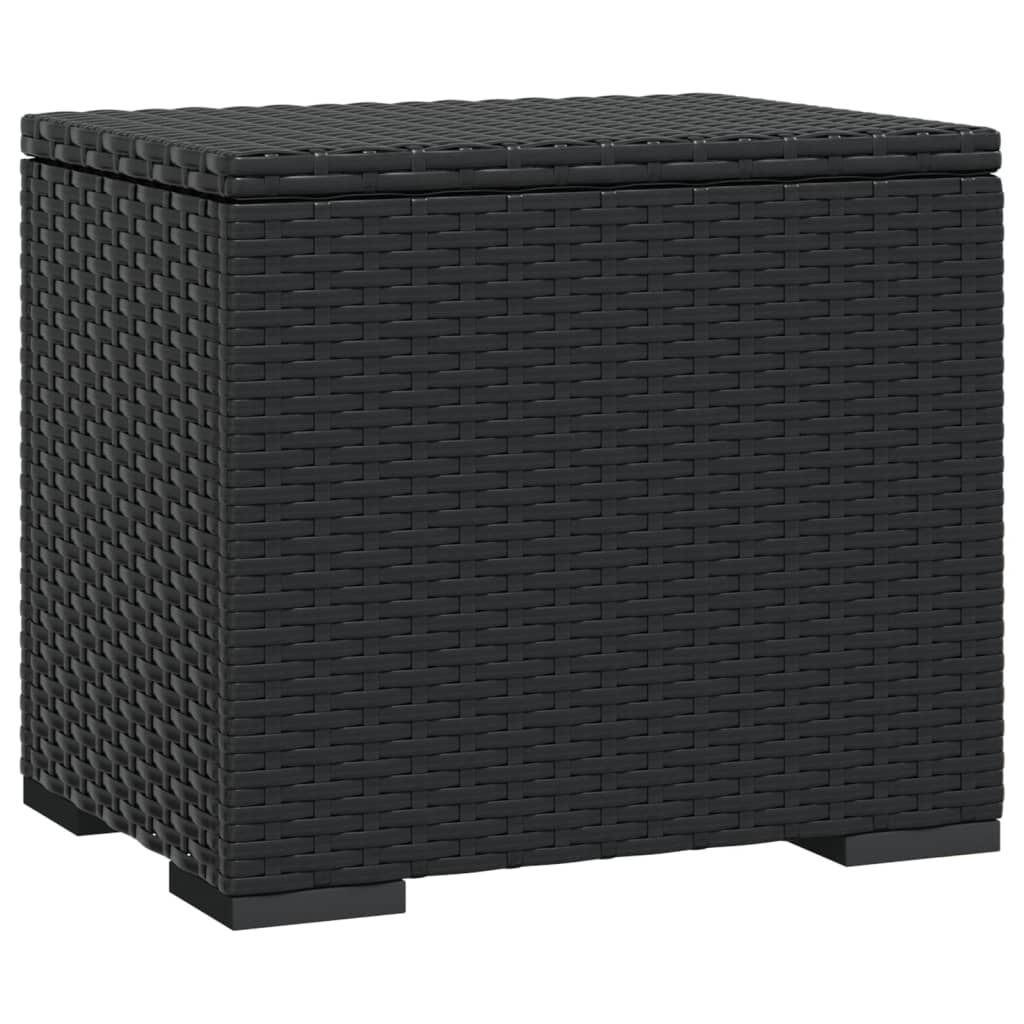 Hocker mit Kissen Schwarz 40x30x40 cm Poly Rattan