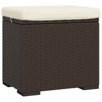 Thumbnail for Hocker mit Kissen Braun 40x30x40 cm Poly Rattan