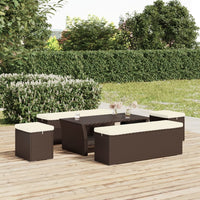 Thumbnail for Hocker mit Kissen Braun 40x30x40 cm Poly Rattan
