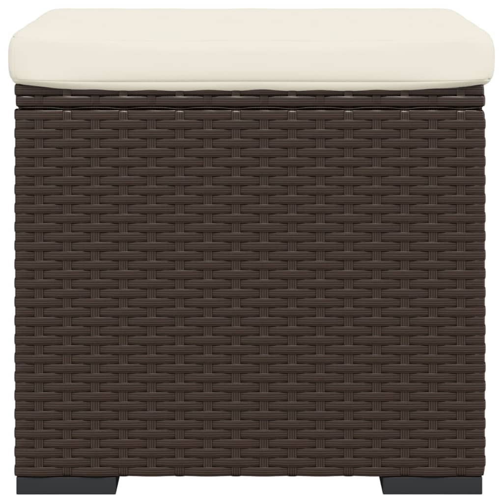 Hocker mit Kissen Braun 40x30x40 cm Poly Rattan