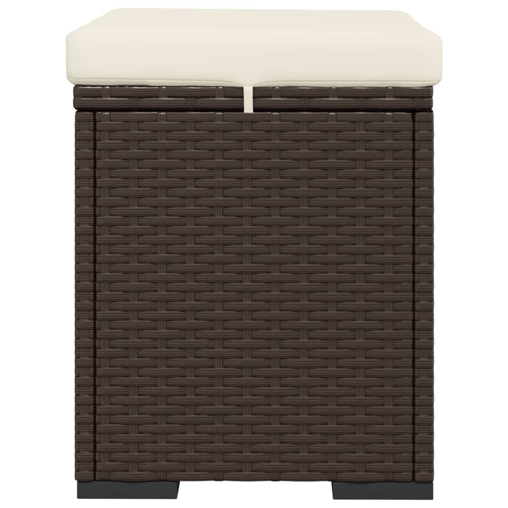 Hocker mit Kissen Braun 40x30x40 cm Poly Rattan