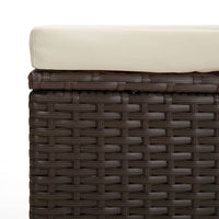 Thumbnail for Hocker mit Kissen Braun 40x30x40 cm Poly Rattan