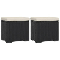 Thumbnail for Hocker mit Kissen 2 Stk. Schwarz 40x30x40 cm Poly Rattan