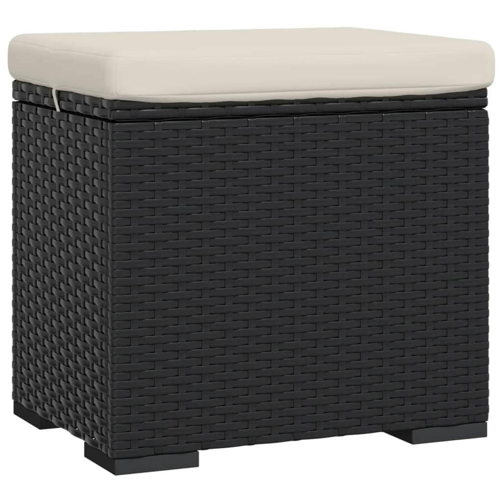 Hocker mit Kissen 2 Stk. Schwarz 40x30x40 cm Poly Rattan