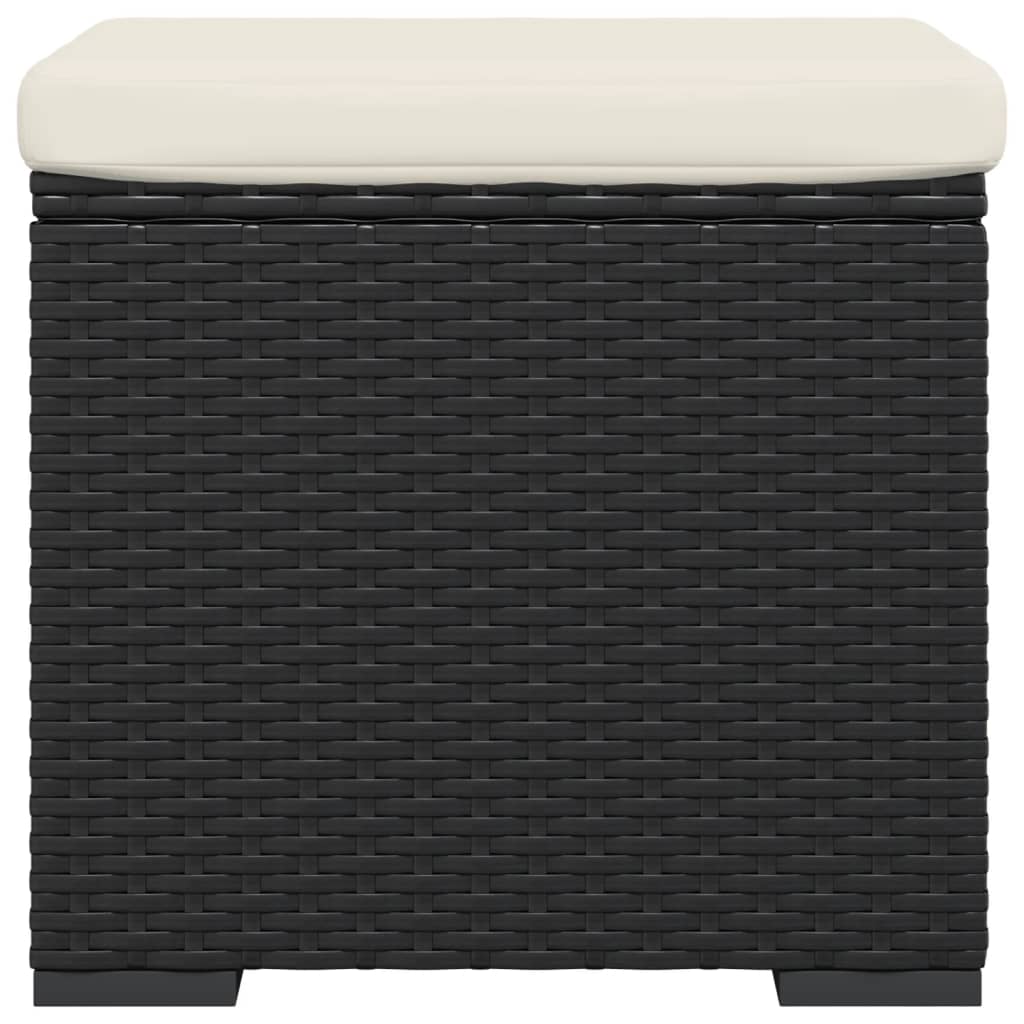 Hocker mit Kissen 2 Stk. Schwarz 40x30x40 cm Poly Rattan