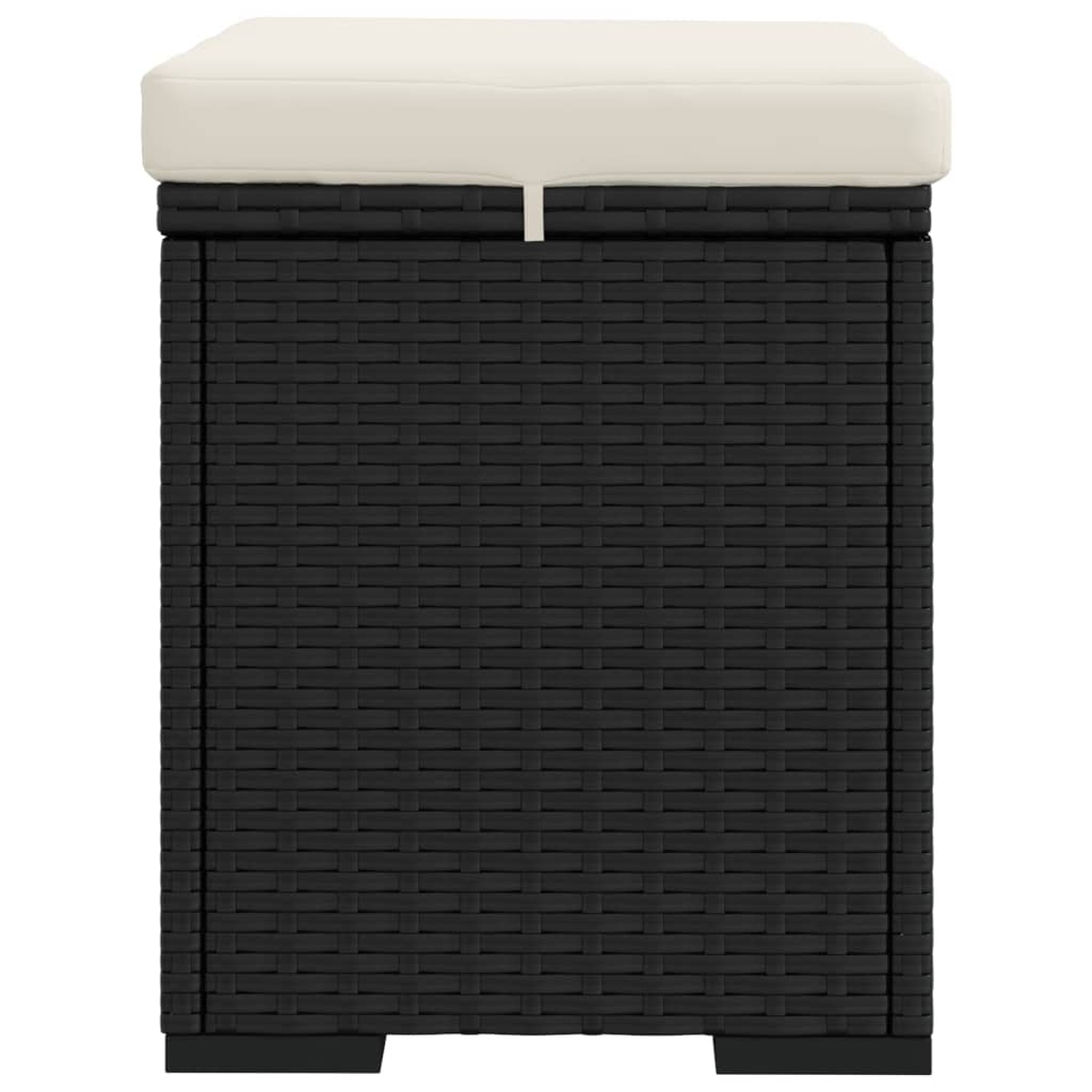 Hocker mit Kissen 2 Stk. Schwarz 40x30x40 cm Poly Rattan