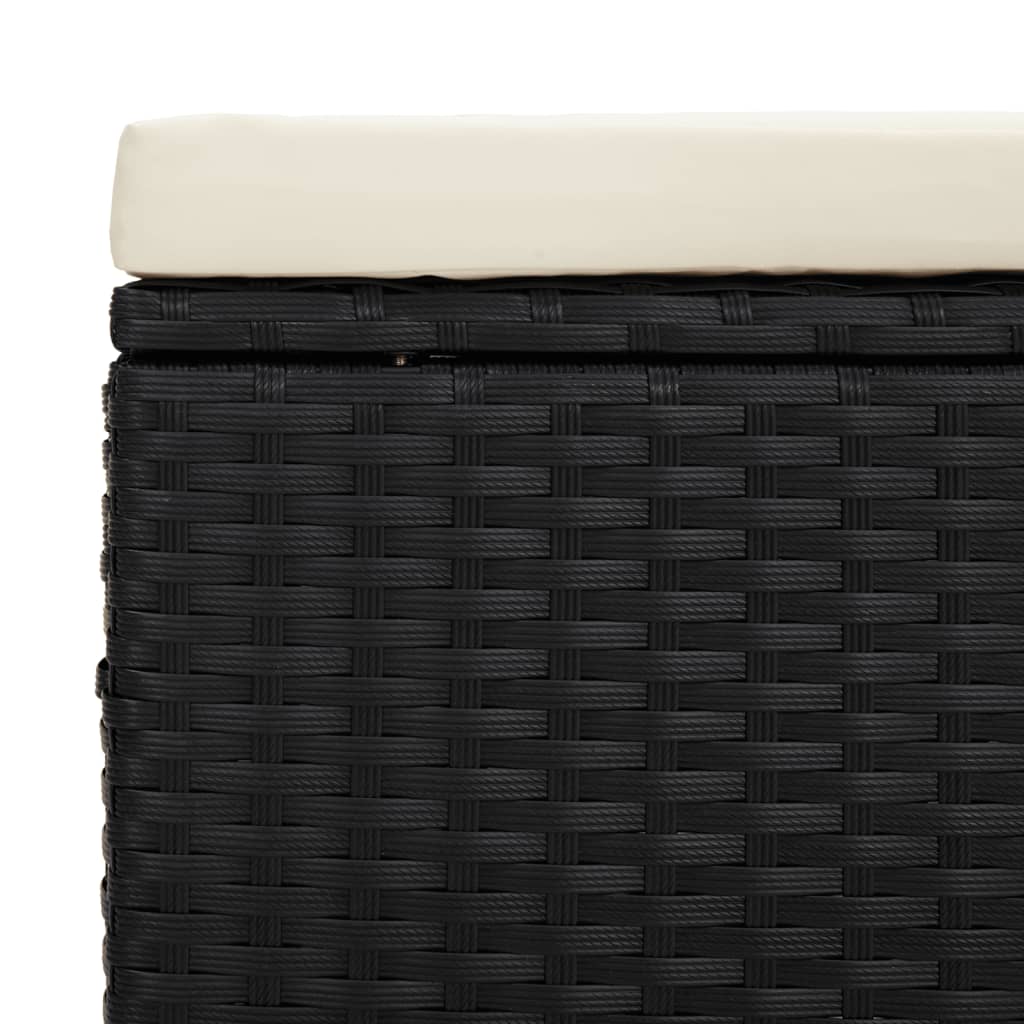 Hocker mit Kissen 2 Stk. Schwarz 40x30x40 cm Poly Rattan