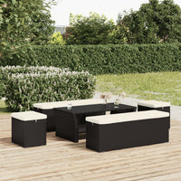 Thumbnail for Hocker mit Kissen 2 Stk. Schwarz 40x30x40 cm Poly Rattan