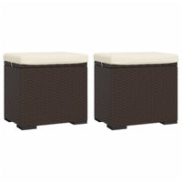 Thumbnail for Hocker mit Kissen 2 Stk. Braun 40x30x40 cm Poly Rattan