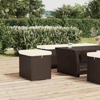 Thumbnail for Hocker mit Kissen 2 Stk. Braun 40x30x40 cm Poly Rattan