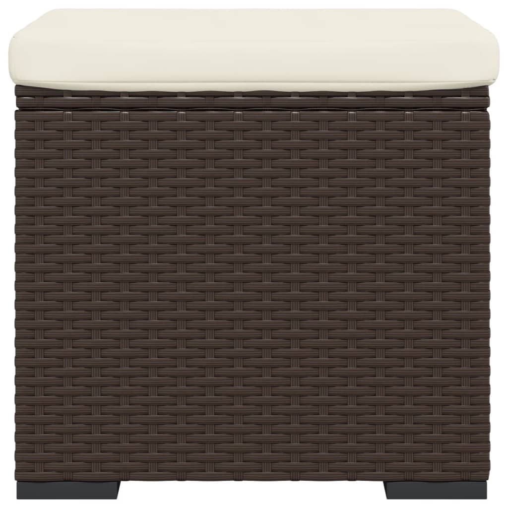 Hocker mit Kissen 2 Stk. Braun 40x30x40 cm Poly Rattan