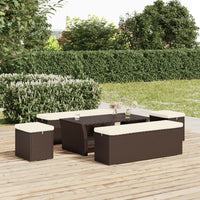 Thumbnail for Hocker mit Kissen 2 Stk. Braun 40x30x40 cm Poly Rattan
