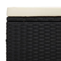 Thumbnail for Hockerbank mit Sitzkissen Schwarz 110x30x40 cm Poly Rattan