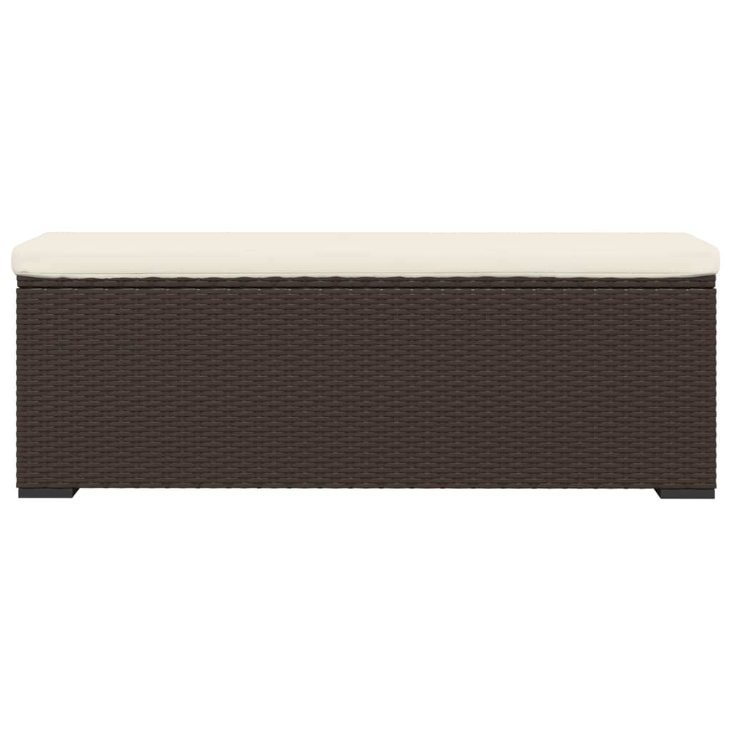 Hockerbank mit Sitzkissen Braun 110x30x40 cm Poly Rattan