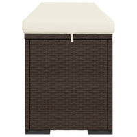 Thumbnail for Hockerbank mit Sitzkissen Braun 110x30x40 cm Poly Rattan