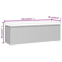 Thumbnail for Hockerbank mit Sitzkissen Braun 110x30x40 cm Poly Rattan