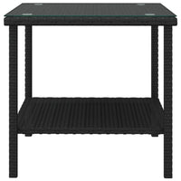 Thumbnail for Beistelltisch Schwarz 45x45x45 cm Poly Rattan und Hartglas