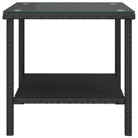 Thumbnail for Beistelltisch Schwarz 45x45x45 cm Poly Rattan und Hartglas