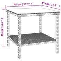 Thumbnail for Beistelltisch Schwarz 45x45x45 cm Poly Rattan und Hartglas