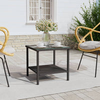 Thumbnail for Beistelltisch Schwarz 45x45x45 cm Poly Rattan und Hartglas