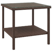 Thumbnail for Beistelltisch Braun 45x45x45 cm Poly Rattan und Hartglas