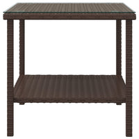 Thumbnail for Beistelltisch Braun 45x45x45 cm Poly Rattan und Hartglas