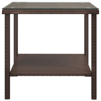 Thumbnail for Beistelltisch Braun 45x45x45 cm Poly Rattan und Hartglas
