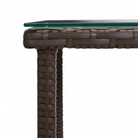 Thumbnail for Beistelltisch Braun 45x45x45 cm Poly Rattan und Hartglas