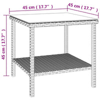 Thumbnail for Beistelltisch Braun 45x45x45 cm Poly Rattan und Hartglas