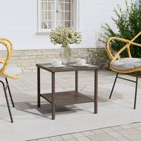 Thumbnail for Beistelltisch Braun 45x45x45 cm Poly Rattan und Hartglas