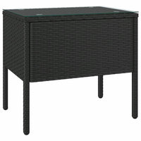 Thumbnail for Beistelltisch Schwarz 53x37x48 cm Poly Rattan und Hartglas