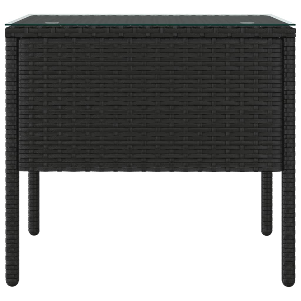 Beistelltisch Schwarz 53x37x48 cm Poly Rattan und Hartglas