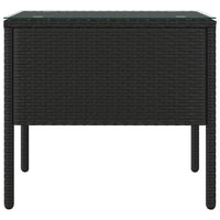 Thumbnail for Beistelltisch Schwarz 53x37x48 cm Poly Rattan und Hartglas