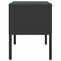 Thumbnail for Beistelltisch Schwarz 53x37x48 cm Poly Rattan und Hartglas