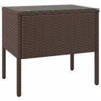 Thumbnail for Beistelltisch Braun 53x37x48 cm Poly Rattan und Hartglas