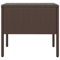 Thumbnail for Beistelltisch Braun 53x37x48 cm Poly Rattan und Hartglas