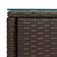 Thumbnail for Beistelltisch Braun 53x37x48 cm Poly Rattan und Hartglas