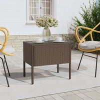 Thumbnail for Beistelltisch Braun 53x37x48 cm Poly Rattan und Hartglas