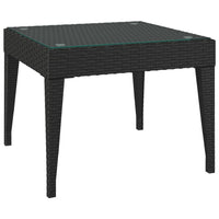 Thumbnail for Beistelltisch Schwarz 50x50x38 cm Poly Rattan und Hartglas