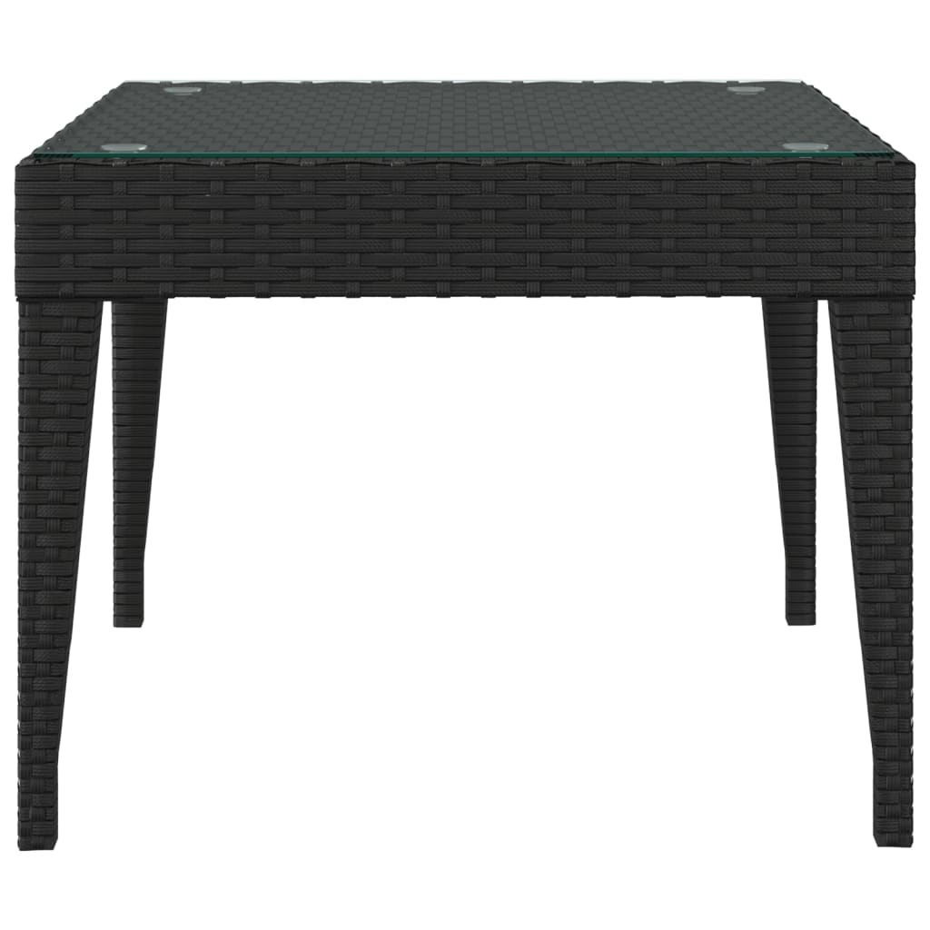 Beistelltisch Schwarz 50x50x38 cm Poly Rattan und Hartglas