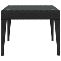 Thumbnail for Beistelltisch Schwarz 50x50x38 cm Poly Rattan und Hartglas