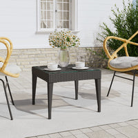 Thumbnail for Beistelltisch Schwarz 50x50x38 cm Poly Rattan und Hartglas