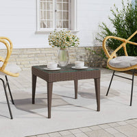 Thumbnail for Beistelltisch Braun 50x50x38 cm Poly Rattan und Hartglas