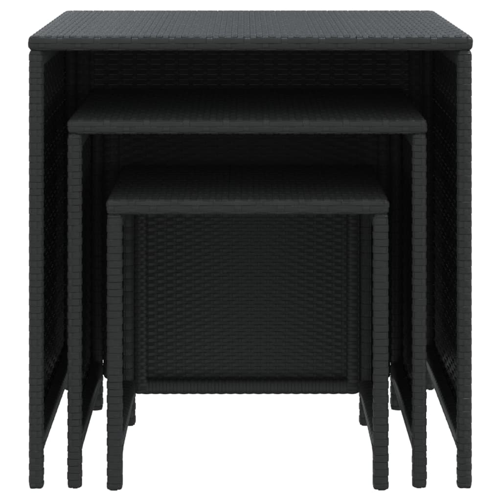 Satztische 3 Stk. Schwarz Poly Rattan