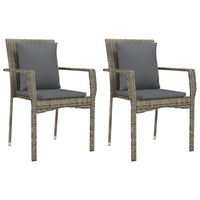 Thumbnail for Gartenstühle mit Kissen 2 Stk. Poly Rattan Grau