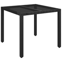 Thumbnail for Gartentisch mit Glasplatte Schwarz 90x90x75 cm Poly Rattan