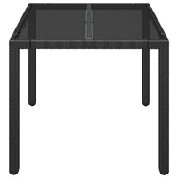 Thumbnail for Gartentisch mit Glasplatte Schwarz 90x90x75 cm Poly Rattan