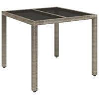 Thumbnail for Gartentisch mit Glasplatte Grau 90x90x75 cm Poly Rattan
