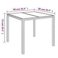 Thumbnail for Gartentisch mit Glasplatte Grau 90x90x75 cm Poly Rattan