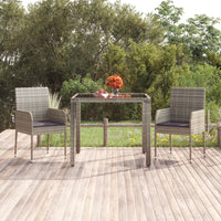 Thumbnail for Gartentisch mit Glasplatte Grau 90x90x75 cm Poly Rattan